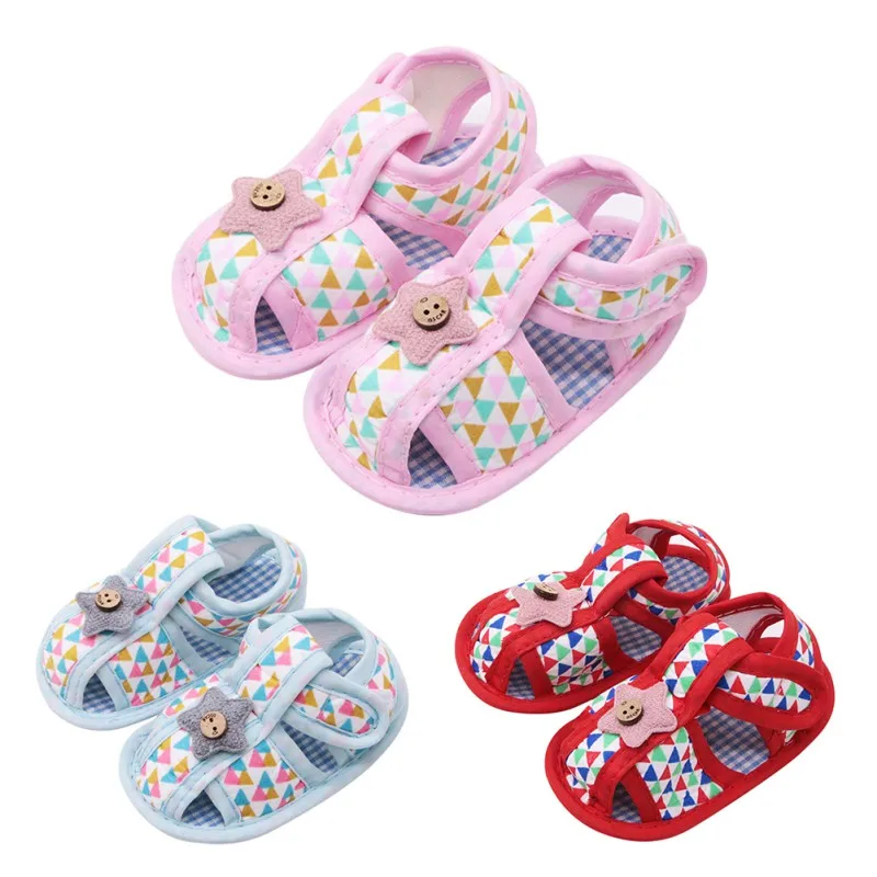 Chaussures d'été pour nouveau-né en coton | Sandales ajourées imprimées à semelles souples, chaussures de princesse pour bébé