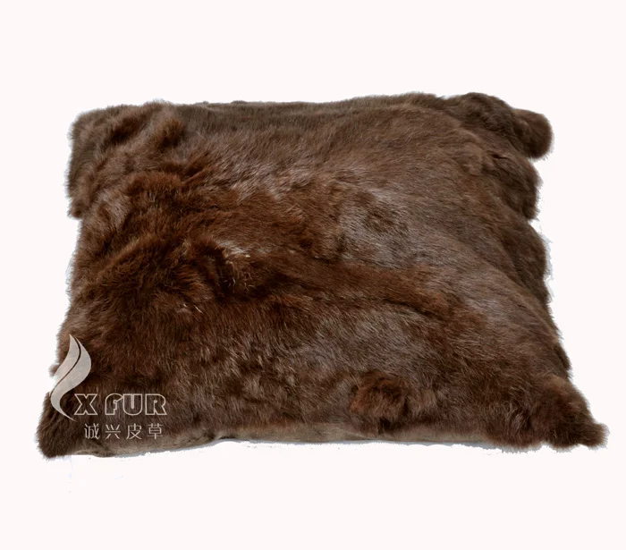 CX-D-17, натуральный цвет, модная Лоскутная Подушка, наволочка из натурального кроличьего меха, диванная подушка almofada - Цвет: Темный хаки