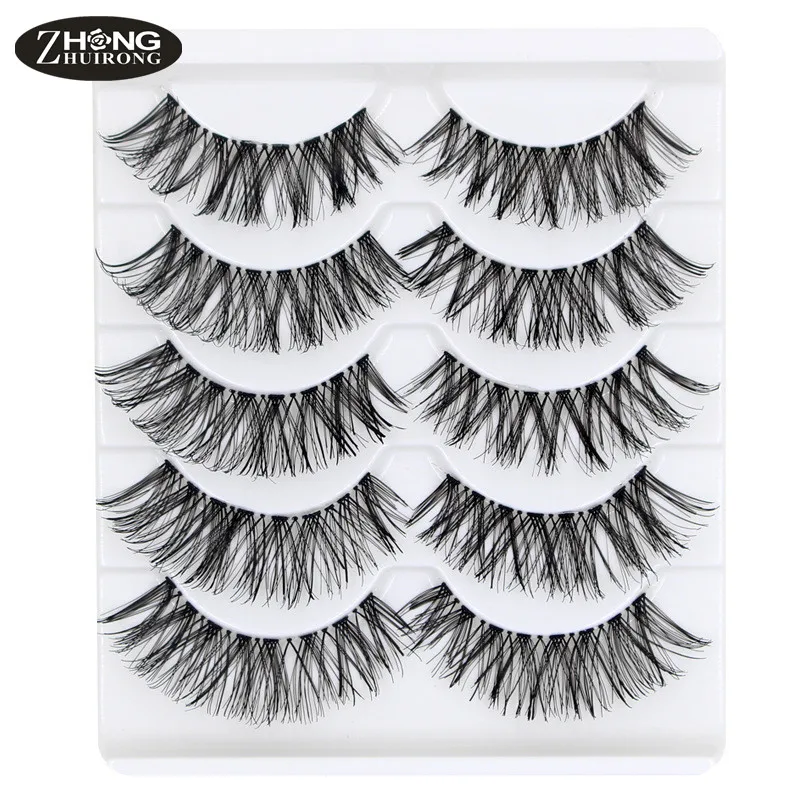 

5 pairs of 3D false eyelashes cross makeup eyelash extension roll natural soft eyelashes false eyelashes