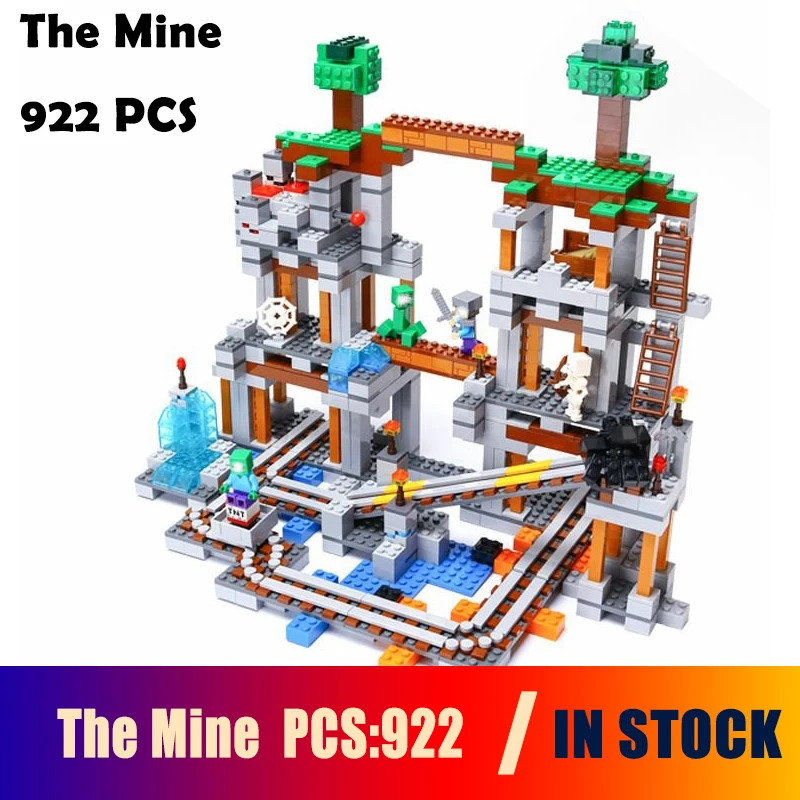 

Model Building block Compatible With lego 21118 enter the darkness of The Mine My world whit track Pixel Bricks Kids Toy