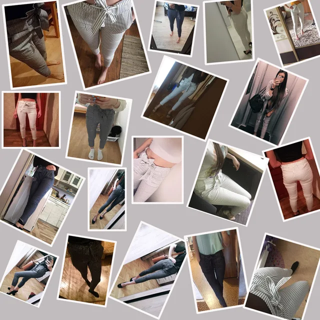 2018 nowe paski OL szyfon wysokiej talii harem Spodnie damskie stringyselvedge styl casual Spodnie damskie spodnie -