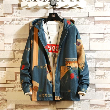 

Hooded Bomber Jackets Men Mens Streetwear Funny Print Windbreaker Korean Fashion Autumn Jackets Coats