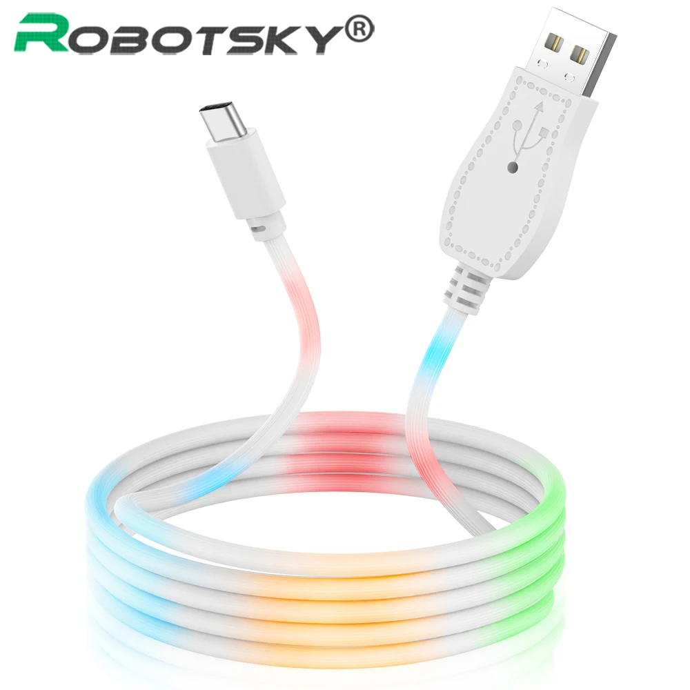 

Robotsky 2.1A Flash Type C usb-c Charging Data Cable Phone Sync USB Charger Cables Bright Data Line For XiaoMi Huawei Letv