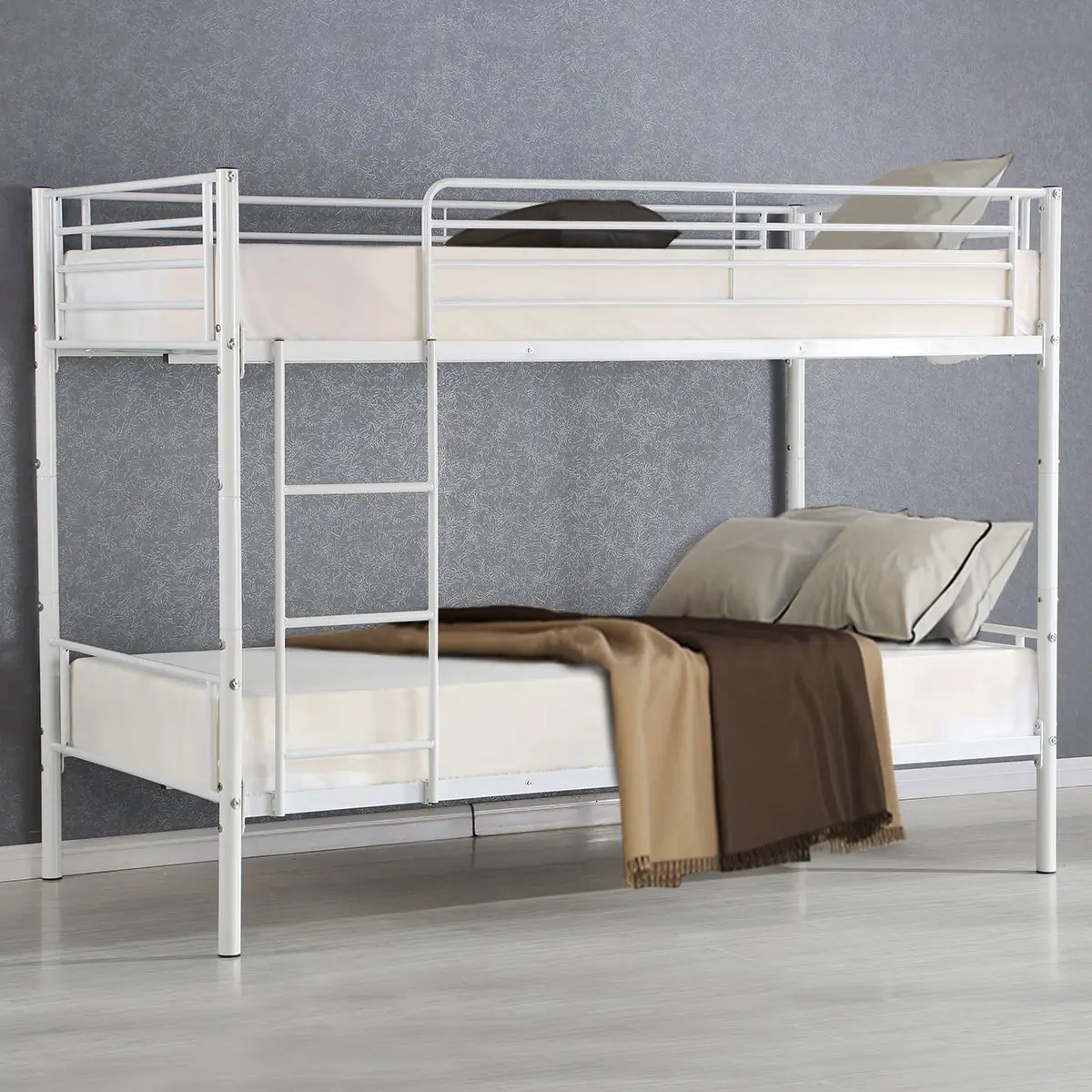 Giantex Metal Twin Over Twin Bunk Bed Modern Metal Steel Beds Frame with Ladder Adult Children Bedroom Dorm Furniture HW56067+ Giantex Metal Twin Over Twin Bunk Bed Modern Metal Steel Beds Frame with Ladder Adult Children Bedroom Dorm Furniture HW56067+