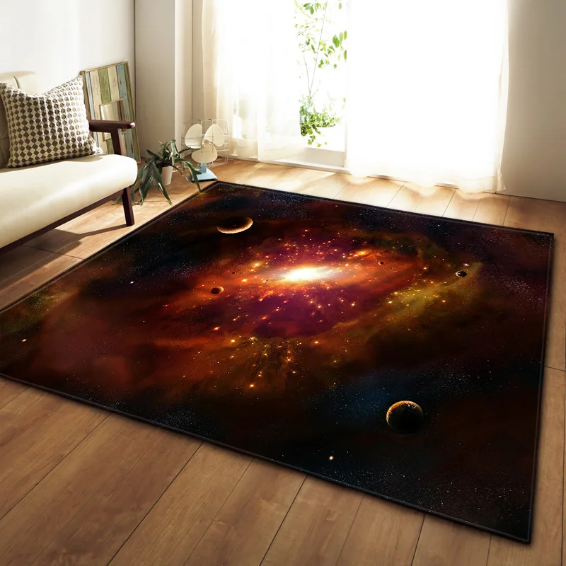 3D Galaxy Space Stars Carpets for Living Room Bedroom Area Rug Parlor Tea Table Decor Mat Soft Flannel Large Size Rug and Carpet