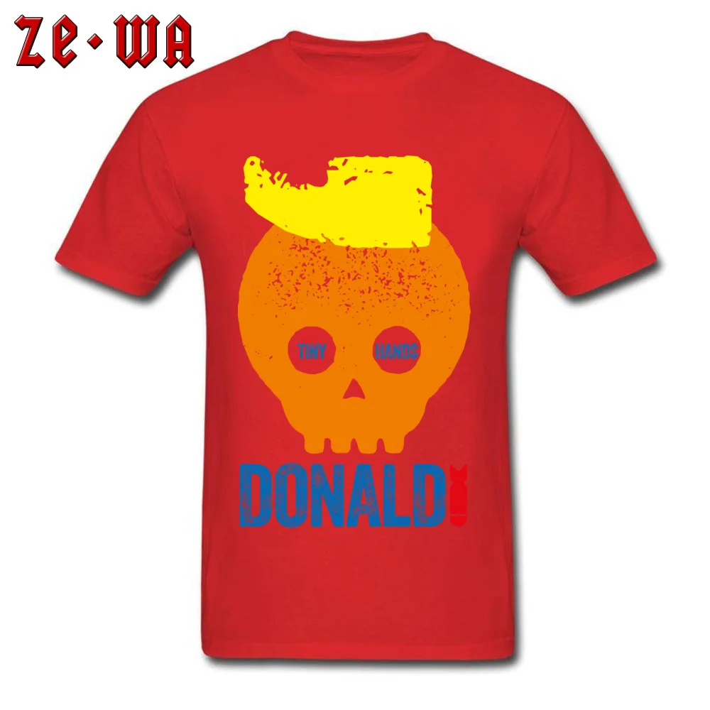 DONALD TRUMP TINY HANDS 100% Cotton T Shirts for Men Short Sleeve Tops Tees Slim Fit April FOOL DAY Round Collar T Shirt Crazy DONALD TRUMP TINY HANDS red