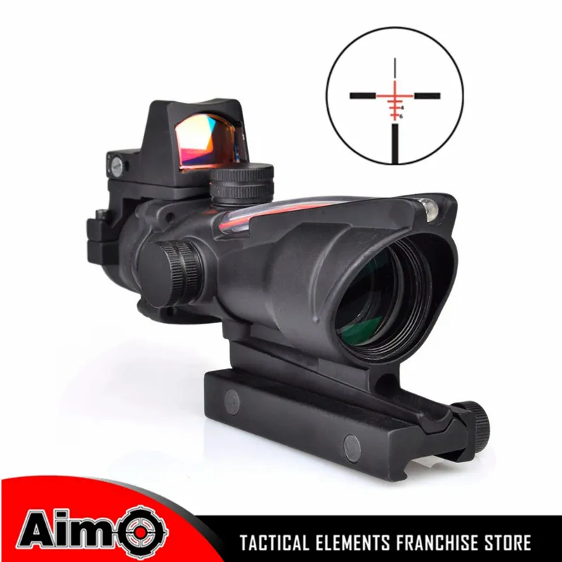 

Aim Sight ACOG Style 4X32 Rifle scope Real Red Optical Fiber Red Dot sight scope Red Dot Markings Hunting AO 1003