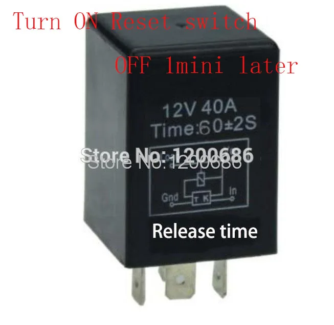 

30A 1 minutes delay off after signal reset switch on Automotive 12V Time Delay Relay SPDT 60 second delay release off relay