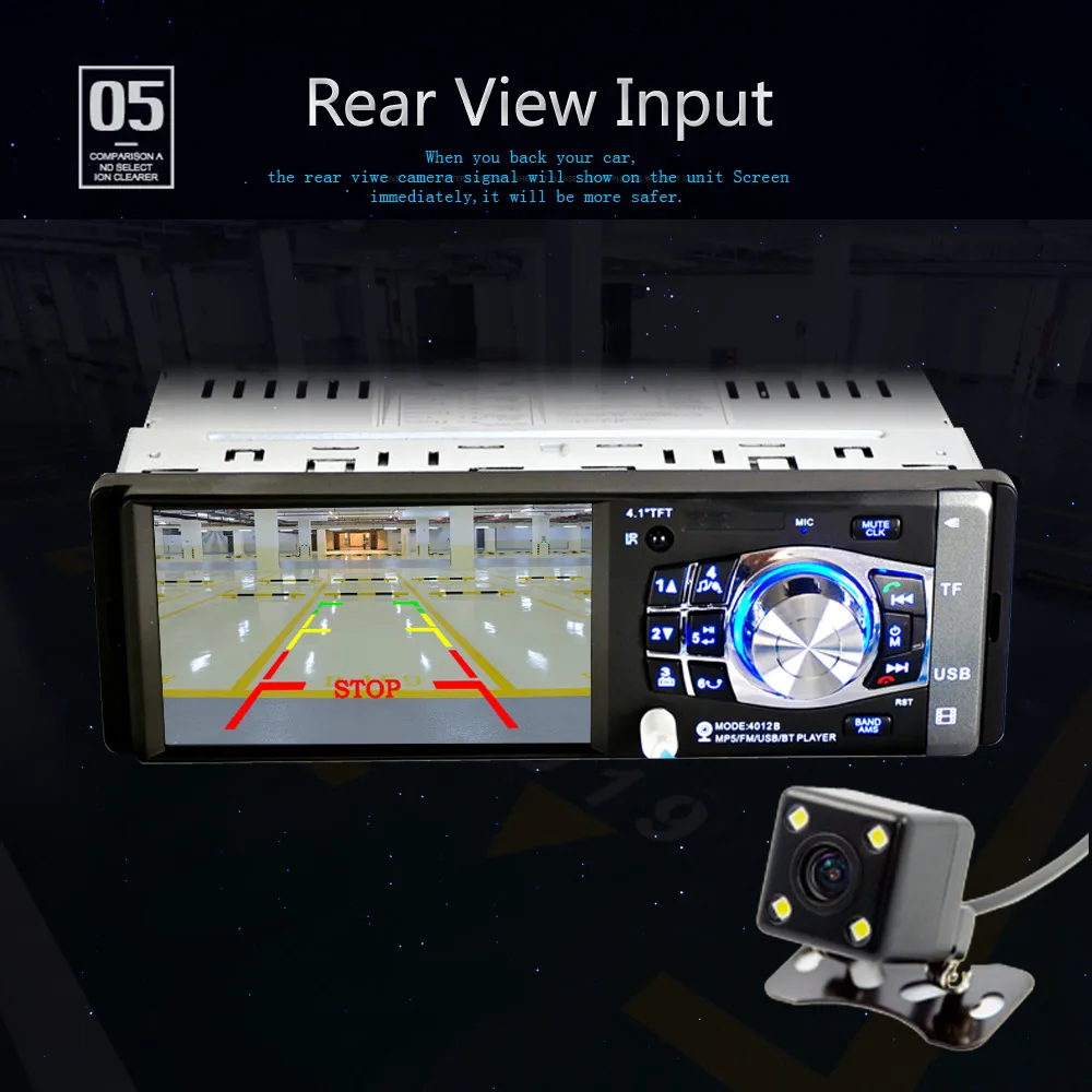 

AZGIANT Wide HD TFT 1 Din Autoradio Bluetooth Car Radio With USB SD Aux A2DP ISO Connector Rear view camera
