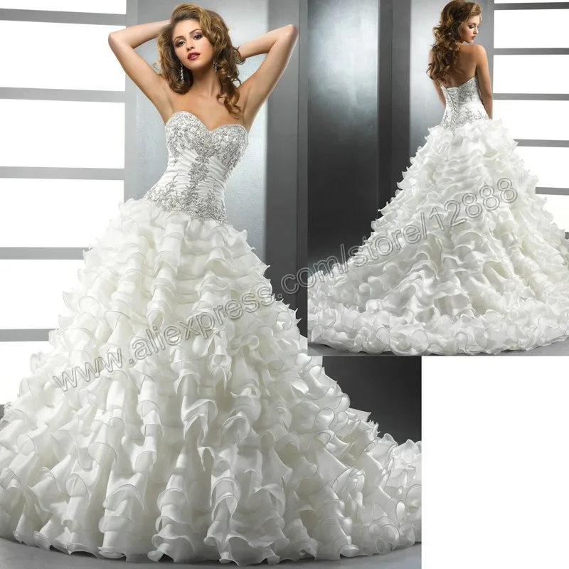 Layers Organza Skirt Silver Embroidery Corset Bodice Ball Gown