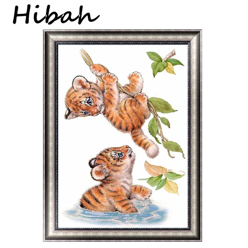 

5D diy Diamond Painting Two Tiger Pattern Cross Stitch Mosaic Diamond Embroidery Gift Home Decor