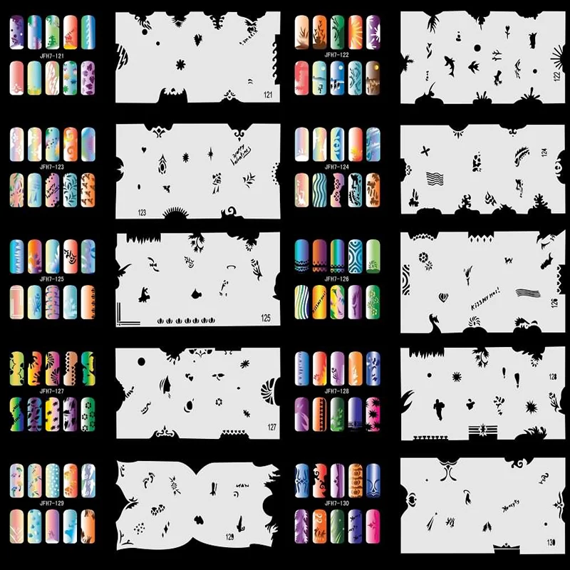 

OPHIR Airbrush Nail Stencil Set 20x Airbrushing Template Sheet Stencils for Airbrush Nail Art Paint Nail Tools _JFH7