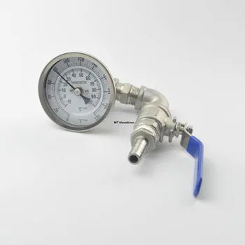

Homebrew wort chiller pipe fittings ball valve and Thermometer