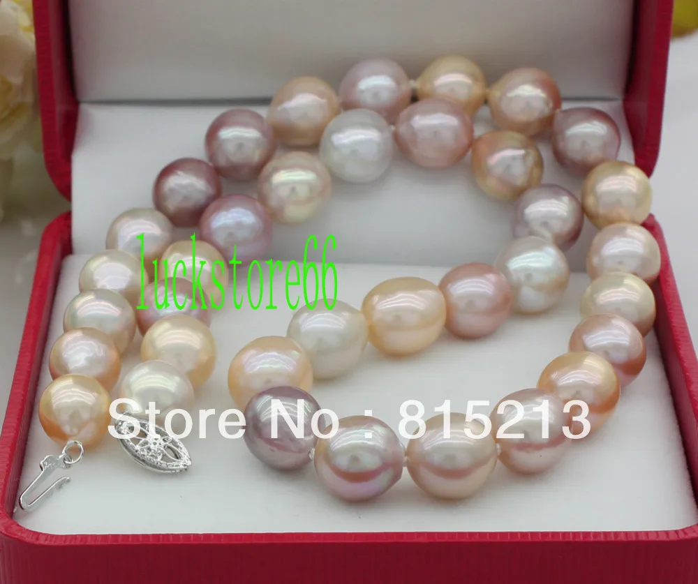 

FREE SHIPPING>>>@@ > N55 NATURAL GORGEOUS!10-11MM MULTICLOR FURROW PEARL NECKLACE