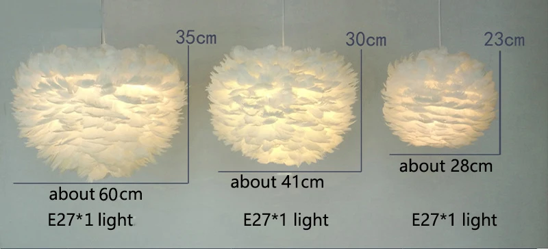 Современная Белая природа гусиное перо подвесные светильники романтические E27 светодио дный светодиодные подвесные лампы для домашнего