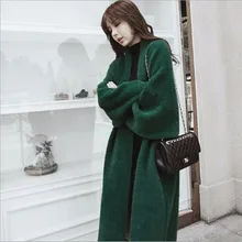 Mink Cashmere Sweater Cardigan Women Korean Winter Coat Batwing Sleeve Knitted Long Cardigan Thick Knitted Sweaters QV409