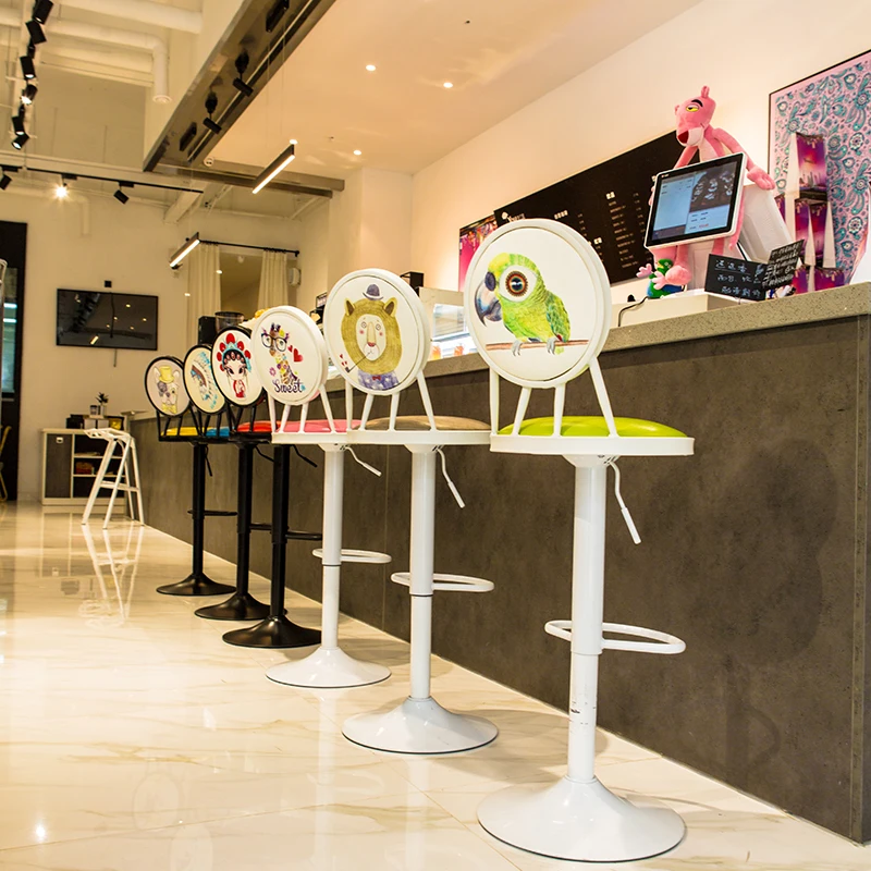 10%Lift bar chair wrought iron bar stool European style chair high stools home bar stool retro coffee front desk chair