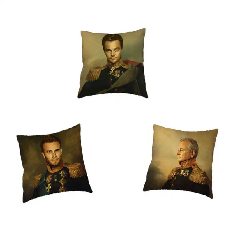 buy Retro Vintage Style Cushion Cover European And American Star Character Avatar Pattern Peach Skin Home Sofa Decoration Pillowcase