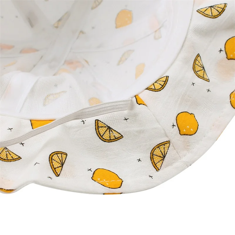 Fashion Cotton Baby Hat Cute Lemon Bucket Hat For Girls Wide Brim Beach Sun Cap Toddler Baby Hat Autumn 1-3Y Baby Girls Clothing (8)