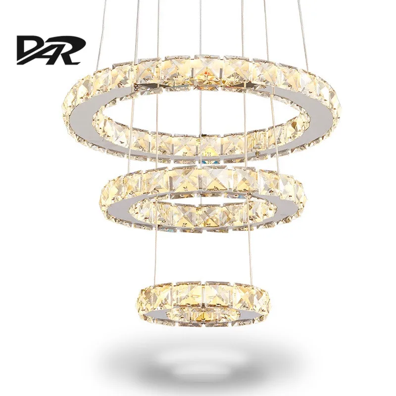 

Modern Led Crystal Ring Chandelier Lighting Remote Control 2/3 Rings Crystal Light Fixture Circles Lamp lustre suspension