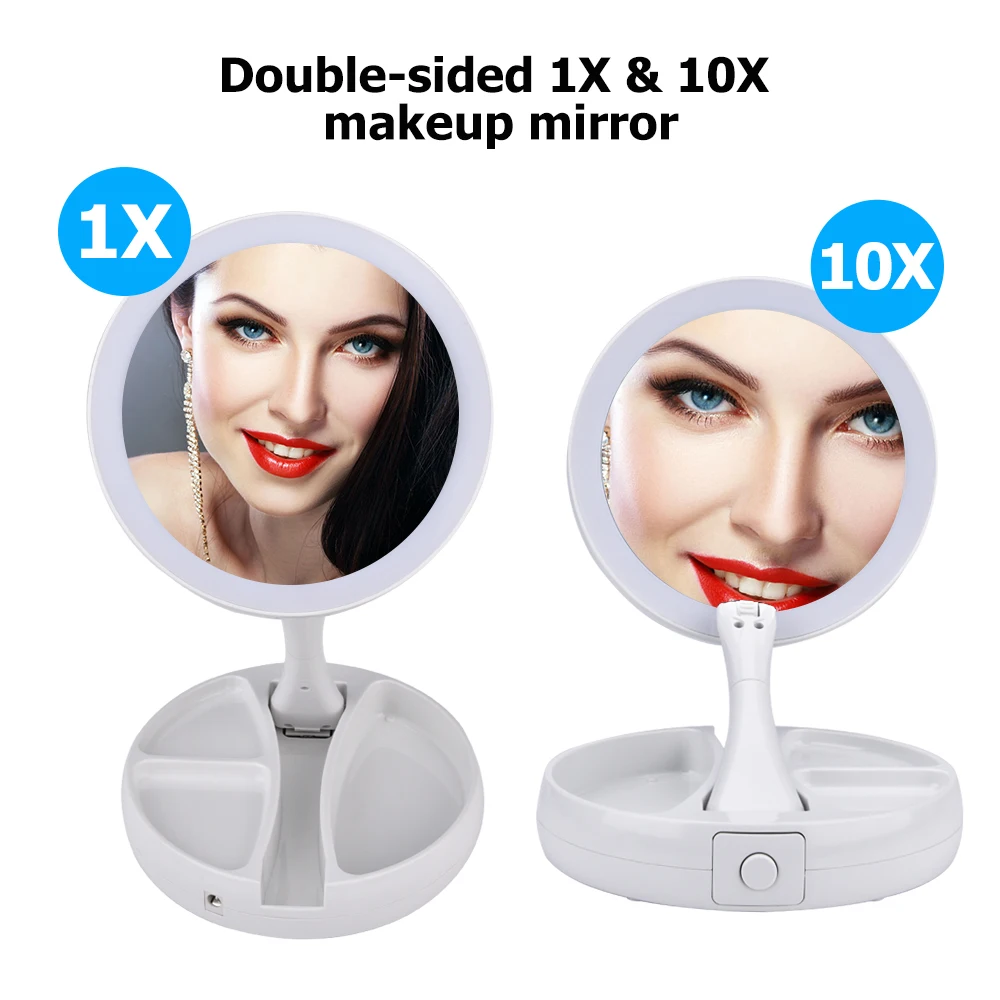 

7X Magnifying Makeup Mirror LED Light Vanity Mirror 180 Rotating Adjustable Storage LED Mirror with 3 Color Modes espejo