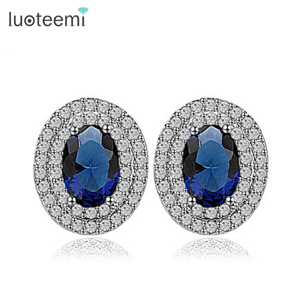 

LUOTEEMI 4-Colors Luxury AAA Cubic Zirconia Paved Women Charm European Statement Stud Earrings Bridal Wedding Bling Jewelry2015