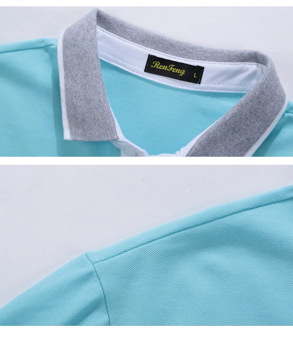 RenFeng New Brand Clothing Polo Homme Solid Camisa Polo Masculina Polo Shirt Smart Casual Men Tee Shirt Tops Cotton Slim Fit  (7)