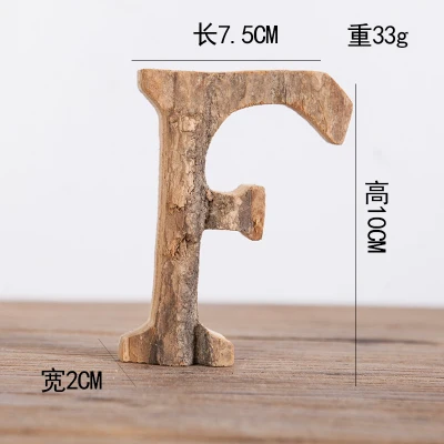 Натуральный Деревянный с коры Винтаж 26 букв номер творческий декор для стен для дома Свадебные бар сад mall рождественской вечеринки реквизит - Цвет: F