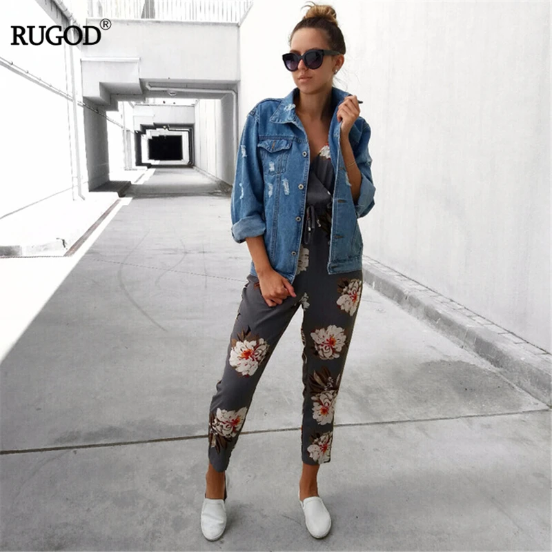 Women Casual Long Sleeve Loose Jeans Jacket