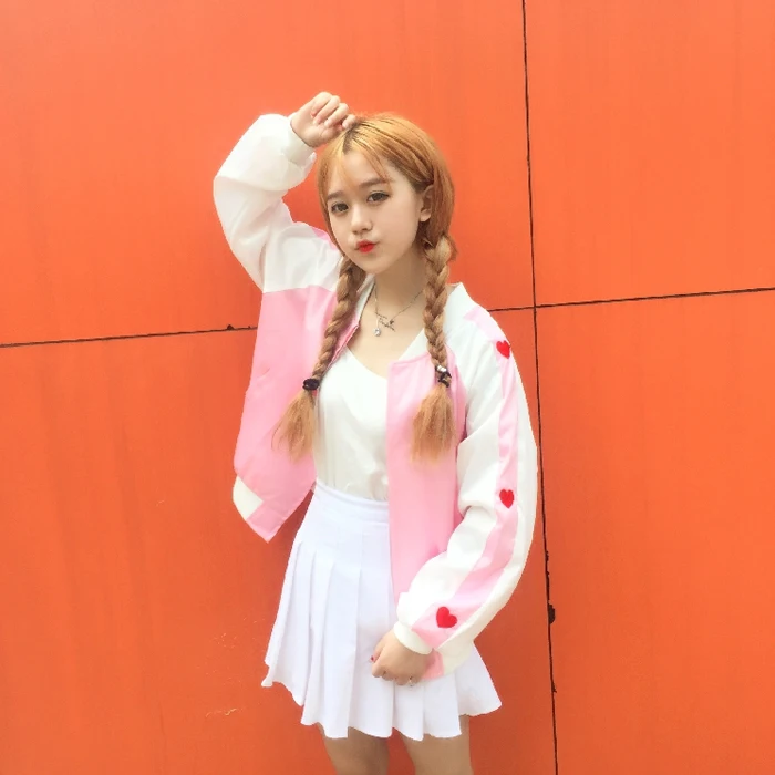 Japan Style Harajuku Jackets Love Embroidery Streetwear 2018 Autumn Basic Coat Boyfriend Pink Bomber Jacket Women Chaqueta Mujer Japan Style Harajuku Jackets Love Embroidery Streetwear 2018 Autumn Basic Coat Boyfriend Pink Bomber Jacket Women Chaqueta Mujer