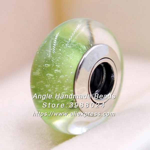

Fashion Jewelry 2pcs S925 Silver Core Tinkerbell's Signature Color Luminous Murano Glass Charm Beads Fit DIY Bracelets ZS314