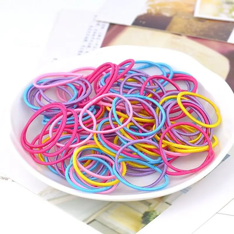 

100pcs/color seamless black rubber band girl hair accessories elastic small fresh simple hair ring ponytail new listing