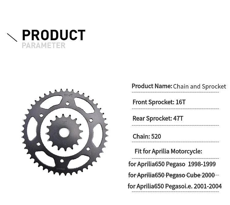 1045 520 16T 47T цепь трансмиссии мотоцикла и Передняя Задняя звездочка для Aprilia 650 Pegaso Cube Pegaso т. Е. 98-99 2000 01-04