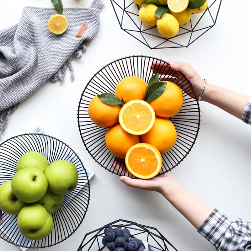 

Nordic Ins Home Storage Basket Wrought Iron Hollow Desktop Snack Round Baskets Wire Home Iron Fruit Bowl Storage Baskets