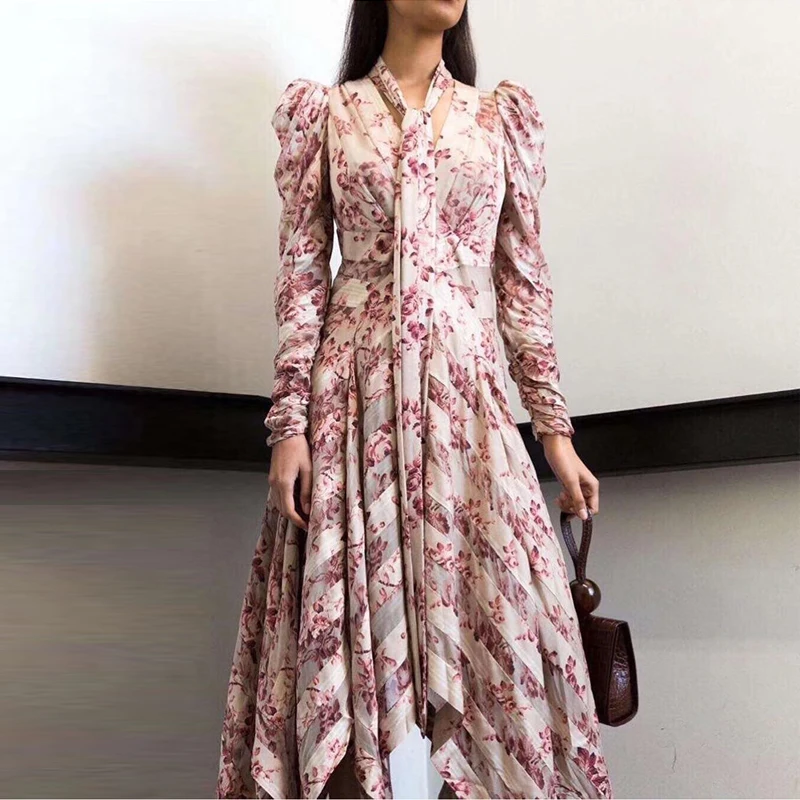 CAMIA роскошный бренд Runway дизайнерские женские платья высокого качества с цветочным принтом асимметричное сексуальное Глубокий v-образный вырез женское платье