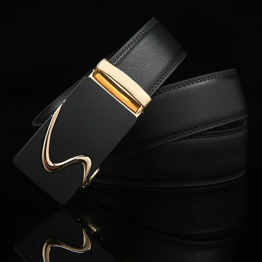 Fashion Men Luxury Brand Belt Business Belts Automatic Buckle Genuine Leather Belt Men ...