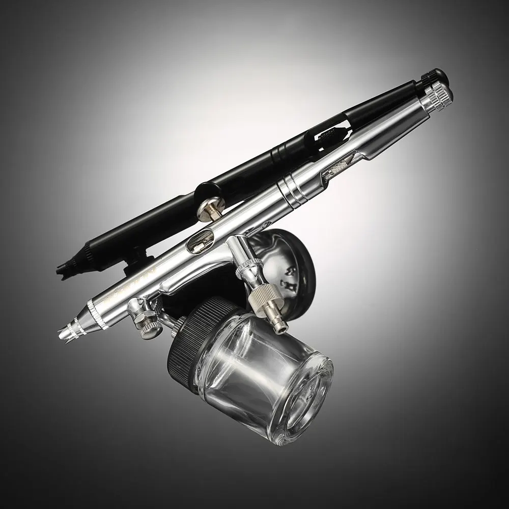 

Multi-Purpose Mini Spray Gun Professional Dual-Action Airbrush Kit Air Control Air-Brush + Eyedropper 0.25mm 7cc & 22cc for art