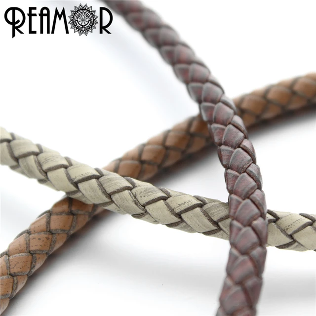 reamor 6mm round genuine braided leather
