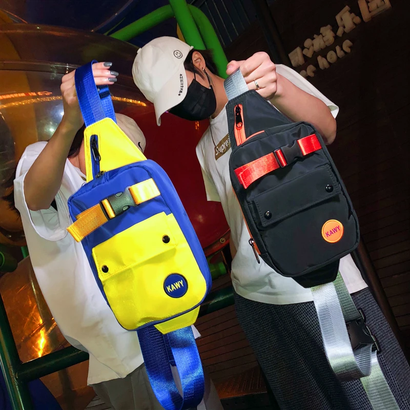 

bag men ins super fire Korean version of the single shoulder bag street hip hop small backpack waist bag women messenger bag