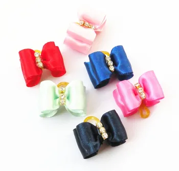 

100PC/Lot Bling Diamond Dog Bows Cat Dog Grooming Hair Bows Pet Accessories