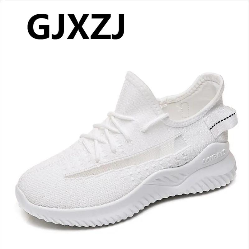 

Outdoor soft bottom breathable and comfortable new little bear flying weaver girl running Korean casual white shoes
