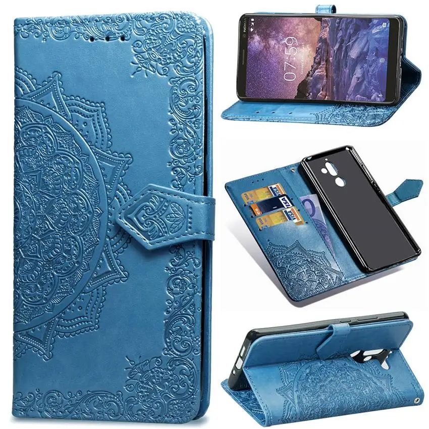 

Luxury Leather Flip Case for NOKIA 7 Plus 7.1 plus Wallet Phone Bag Coque Screen Protector for NOKIA 7 7.1 Tempered Glass Film