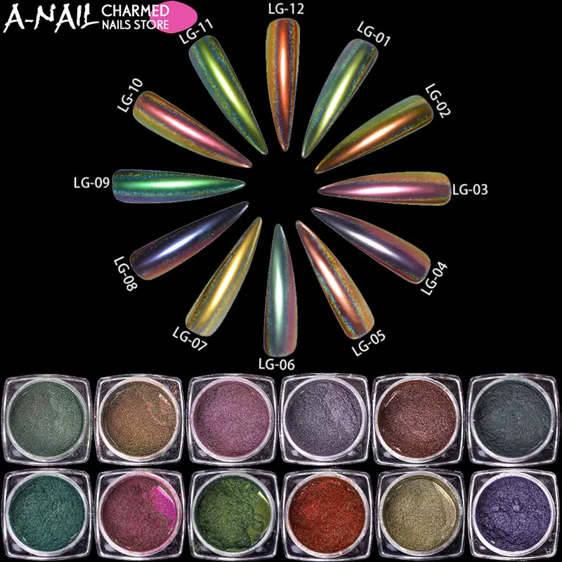 A nail 0 2 г/кор. голографический Павлин лак для ногтей порошок Aurora Хамелеон пигмент