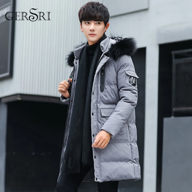

Gersri Warm Parkas Men Winter Jackets long Coats Hooded Casual Man Outwear Windproof Overcoat Jaqueta Masculina