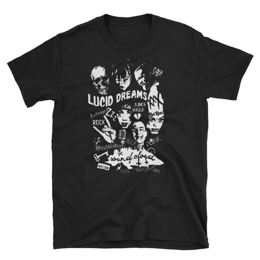 

Rap TShirt Lil Peep Juice Wrld Lucid Dreams tentacion Shirt Rap Style Black Tee Lil Xan Lil Skies Hip Hop Stars tshirt Tees
