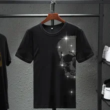 Мужская футболка с черепом и бриллиантами, Мужская хипстерская футболка в стиле хип-хоп
