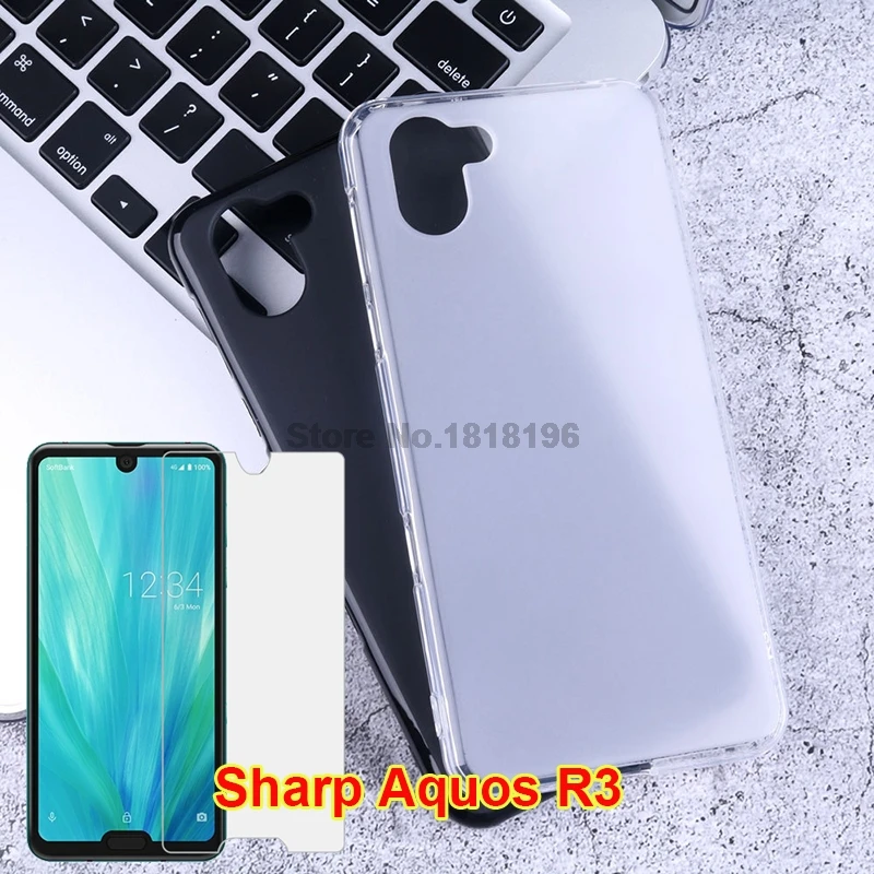 Защита экрана для SHARP AQUOS R3 закаленное стекло мягкая задняя крышка из ТПУ чехол