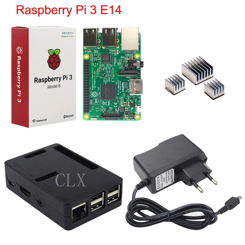 Raspberry Pi 3 + Корпус + мощность + радиатор для Raspberry pi 3 Бесплатная доставка