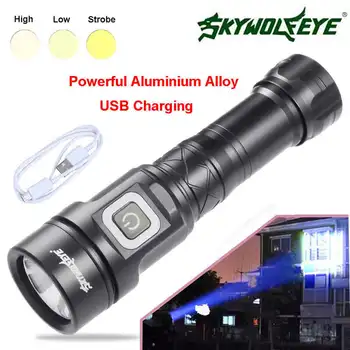 

Portable L2 5 Modes Outdoor USB LED Flashlight Torch Super Bright For 26650 powerful led flashlight rechargeable #4S3
