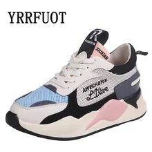 Yrrfuot новые летние Женские кроссовки светильник на открытом воздухе; прогулочная обувь, пропускающая воздух; высокое качество толстая подошва Для женщин спортивная обувь